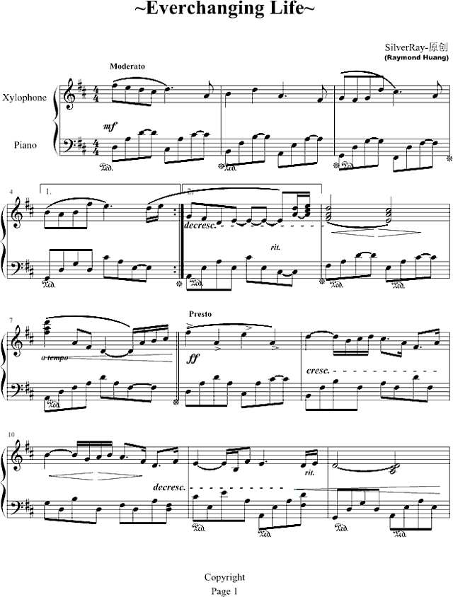 Everchanging Life钢琴谱
