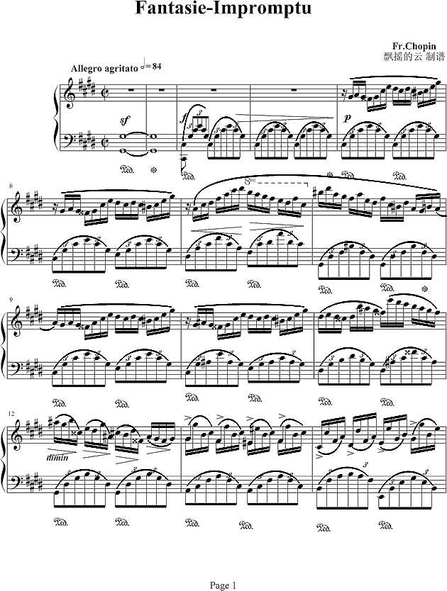 Fantasie Impromptu钢琴谱
