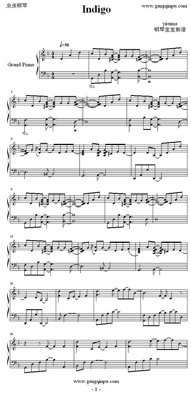 Indigo钢琴谱
