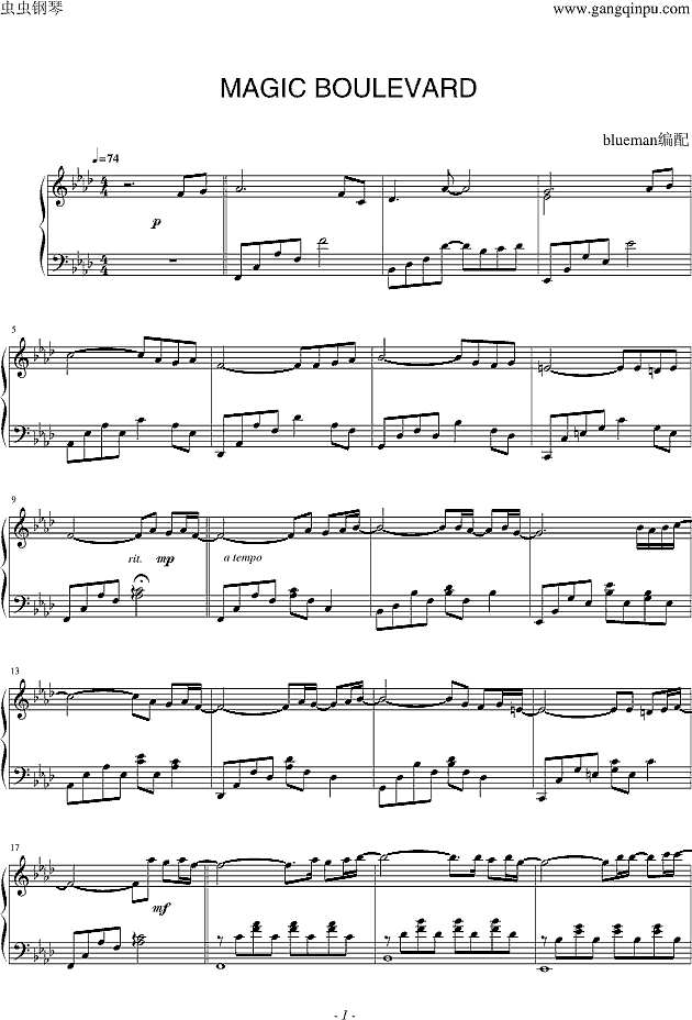 Magic Boulevard钢琴谱
