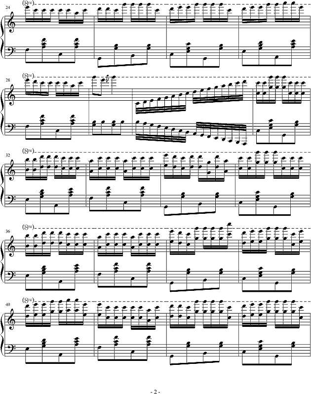 对面的女孩看过来-蚊子版钢琴谱