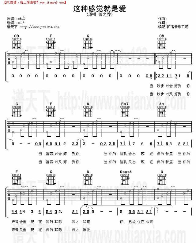 这种感觉就是爱吉他谱
