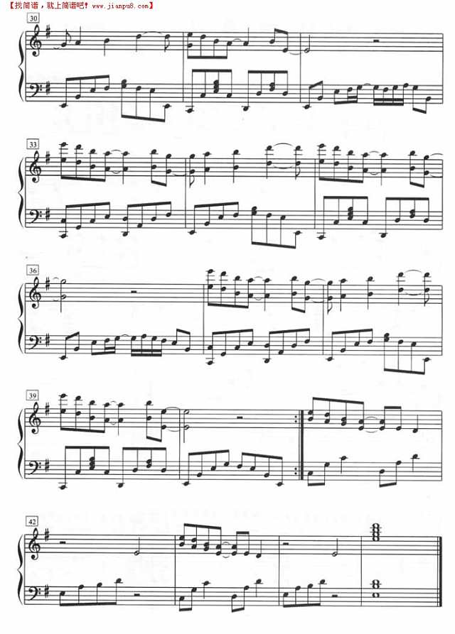 反方向的钟（钢琴五线谱）钢琴谱