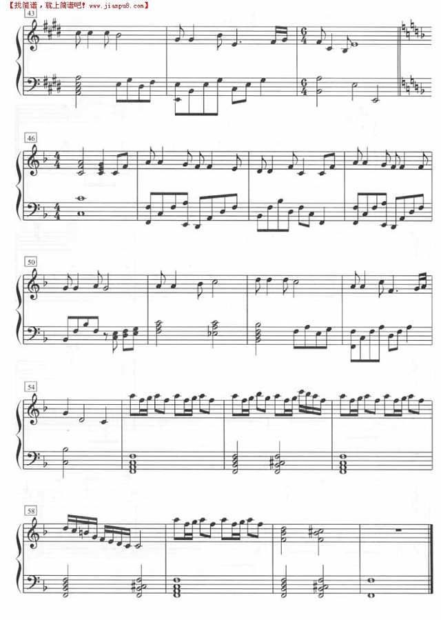 听不到的恋人（钢琴五线谱）钢琴谱