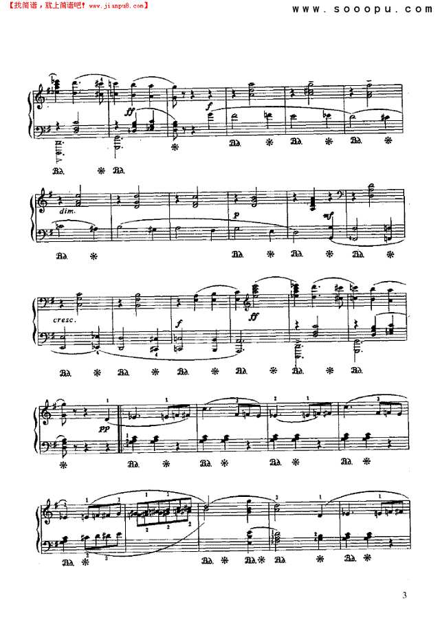 半音圆舞曲钢琴谱