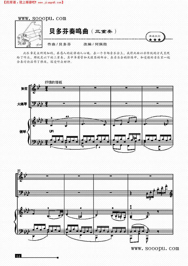贝多芬奏鸣曲—简易版钢琴谱
