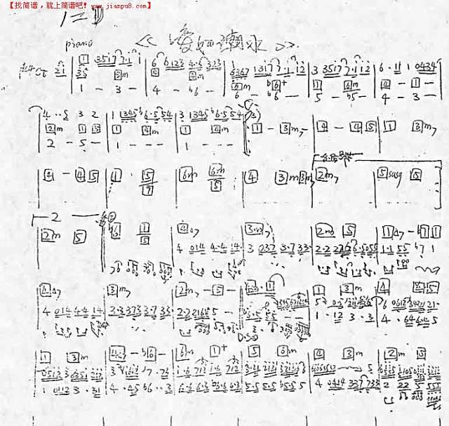 爱如潮水（乐队乐谱）[手稿]简谱
