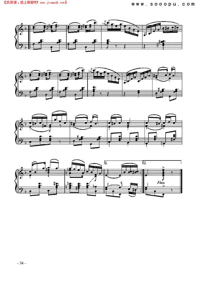 乡村酒吧钢琴谱