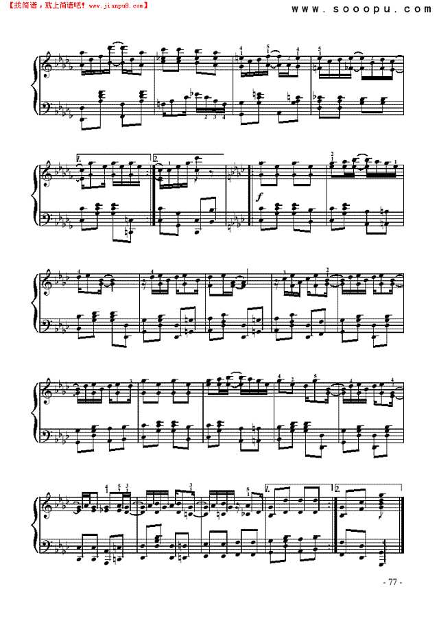 枫树叶拉格钢琴谱