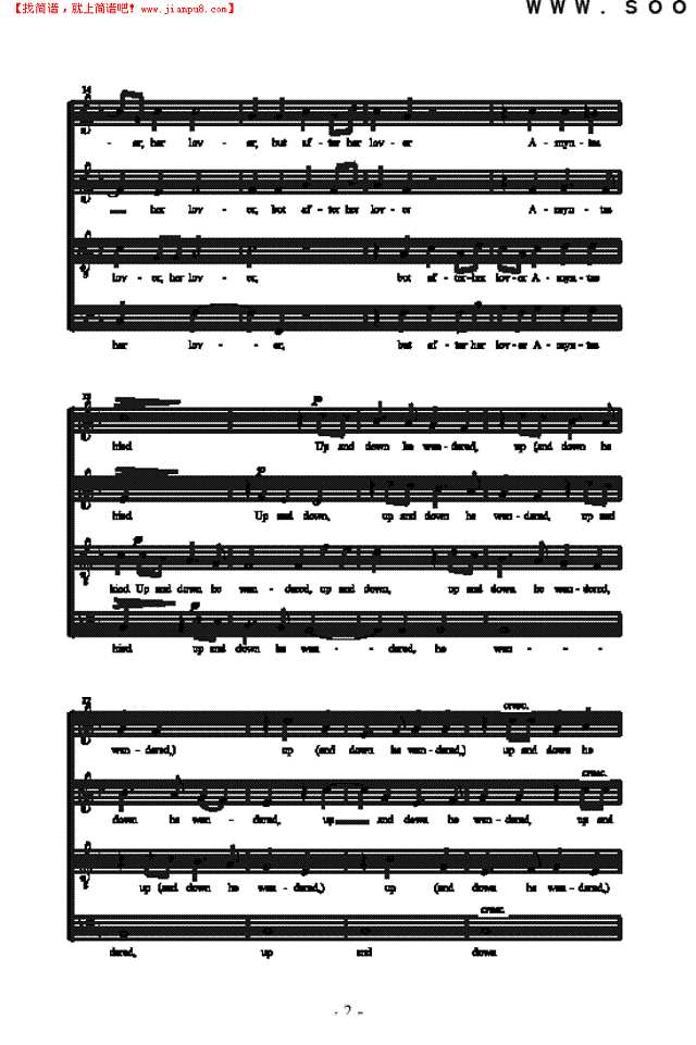 美丽的菲利斯，我看见了 歌曲类 合唱谱其他曲谱