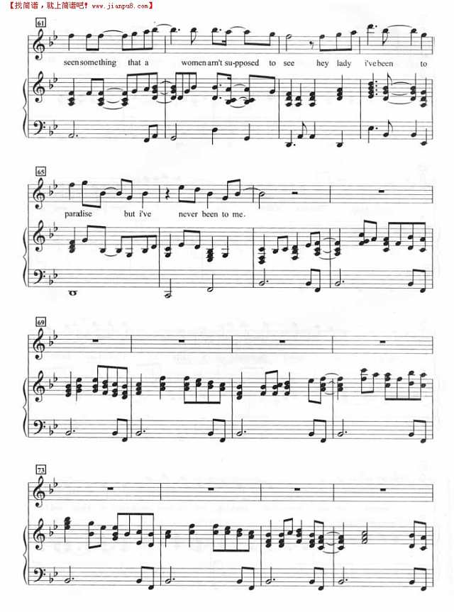 I＂ve never been to me（钢琴谱）钢琴谱