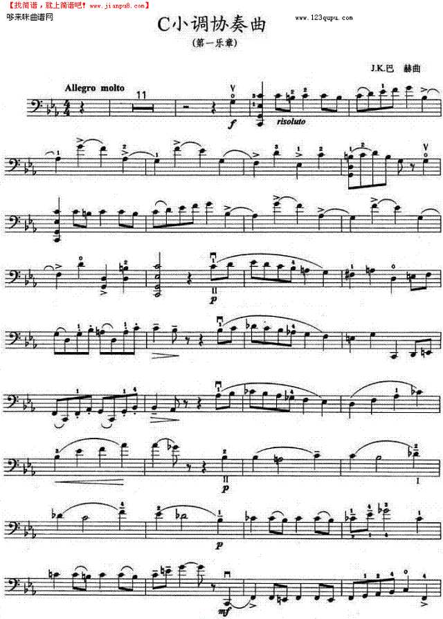 C小調协奏曲(第一乐章)-巴赫其他曲谱