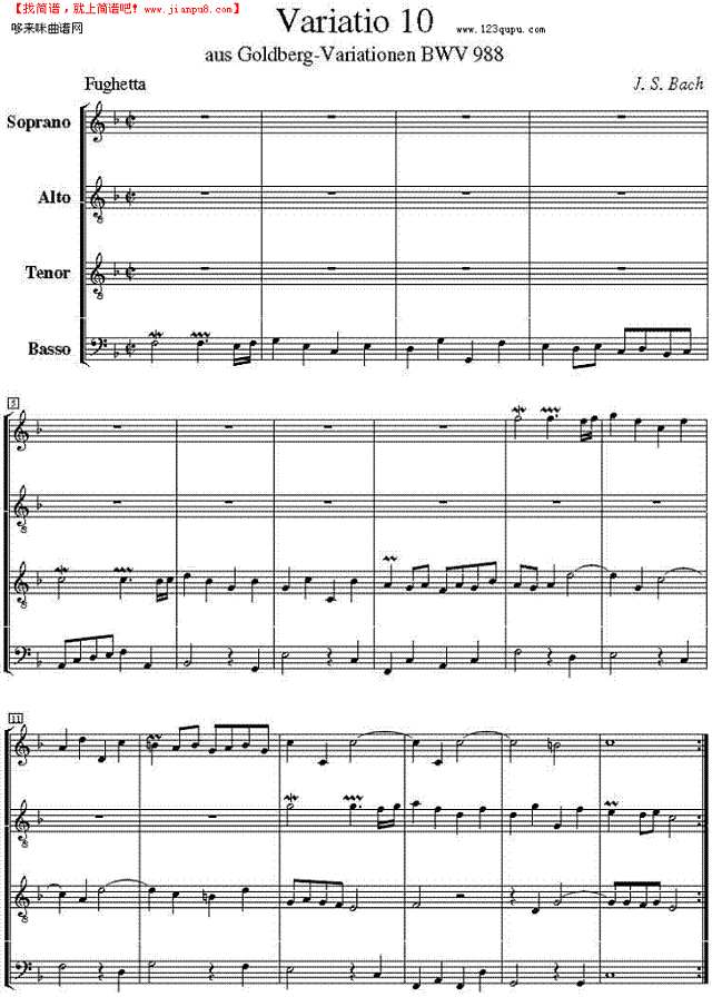 Goldberg Variationen BWV-988（合奏曲总谱加分谱）-巴赫其他曲谱