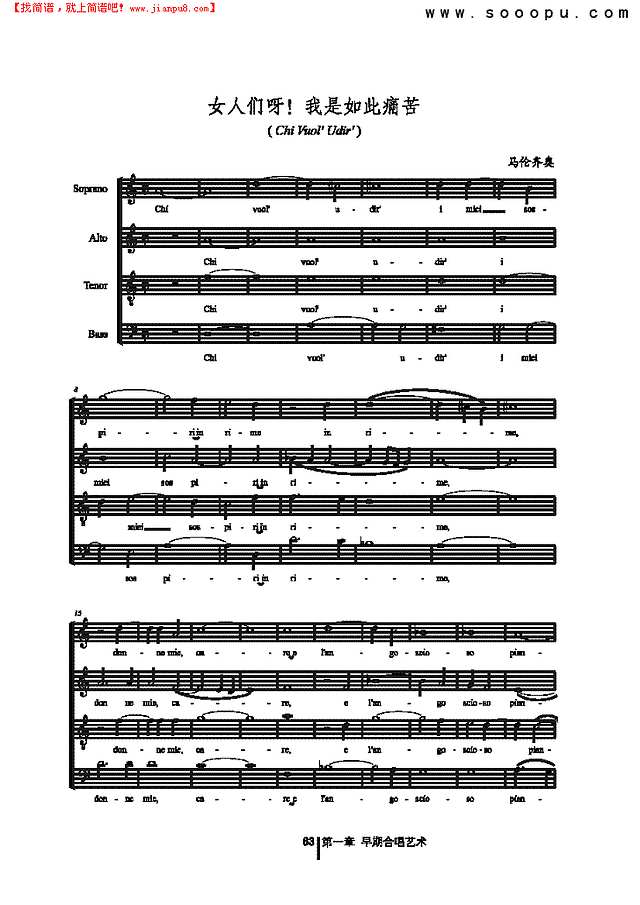 女人们呀，我是如此地痛苦 合唱谱其他曲谱

