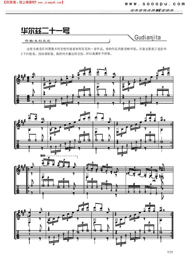 华尔兹二十一号—独奏吉他谱
