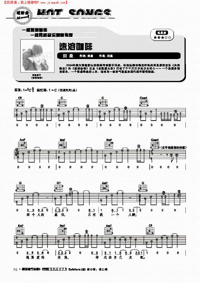 速溶咖啡-弹唱吉他谱
