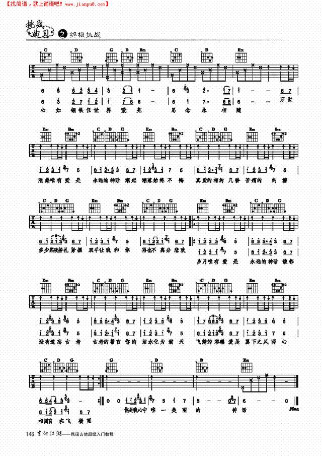 美丽的神话-简易版-弹唱吉他谱