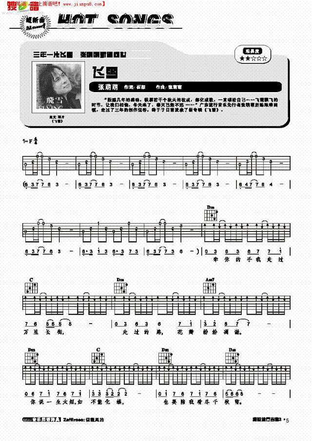 飞雪-弹唱吉他谱
