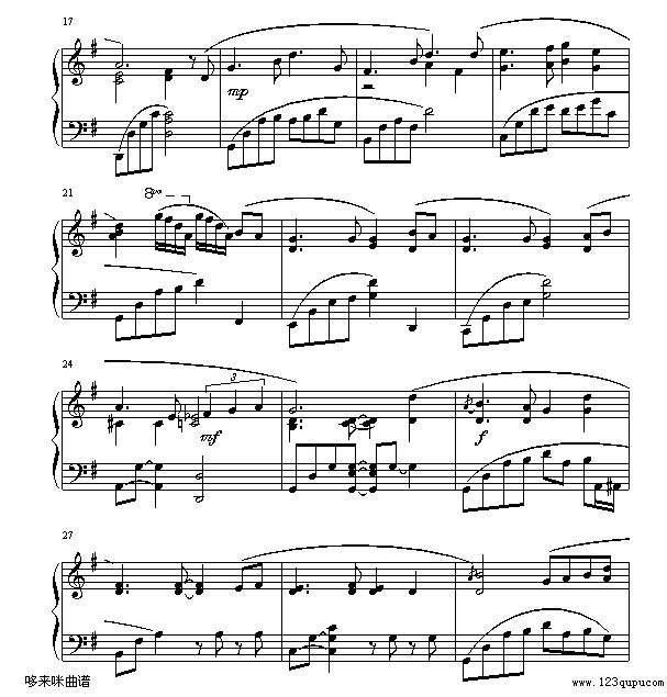 月亮代表我的心-邓丽君钢琴谱