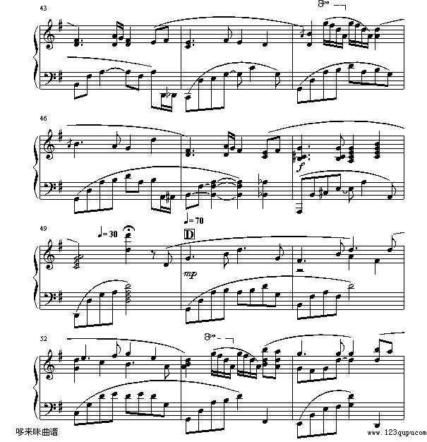 月亮代表我的心-邓丽君钢琴谱