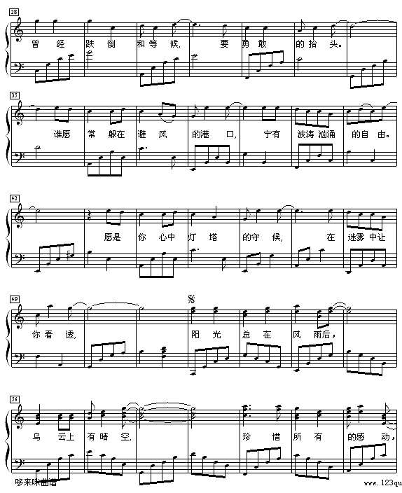阳光总在风雨后-许美静钢琴谱