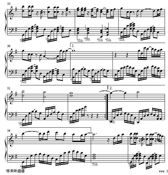 我比想象中爱你-JS钢琴谱