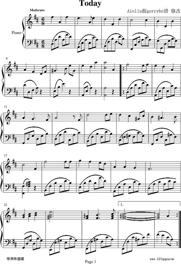 Today-梁詠琪钢琴谱