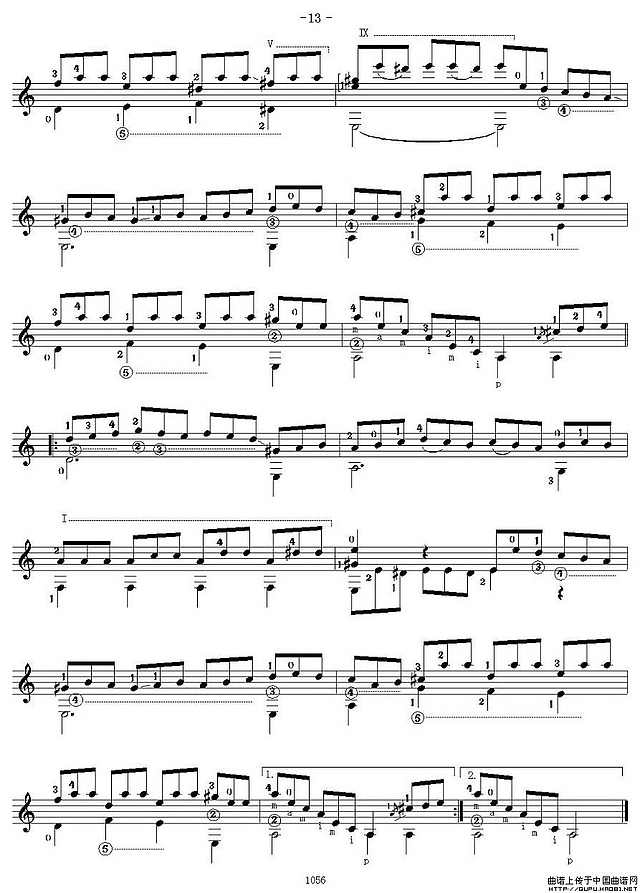 他雷加12首练习曲之7简谱