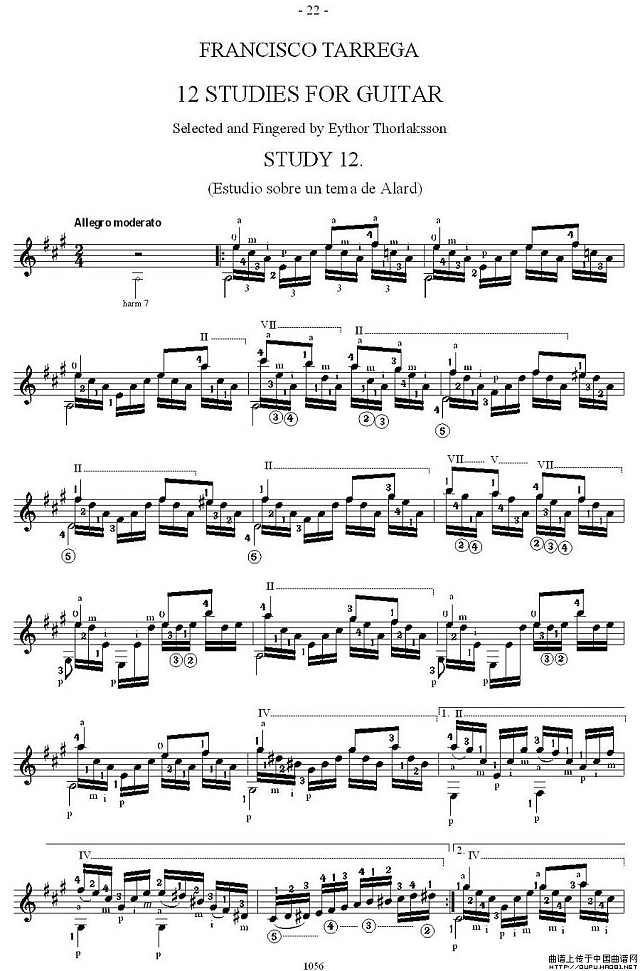 他雷加12首练习曲之12P1简谱