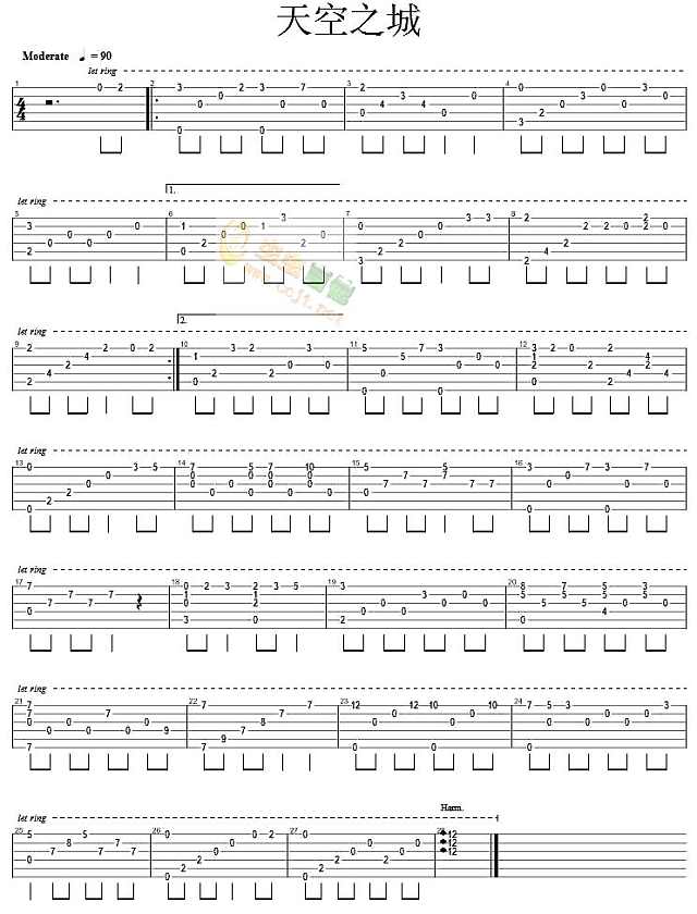 天空之城 简单简谱