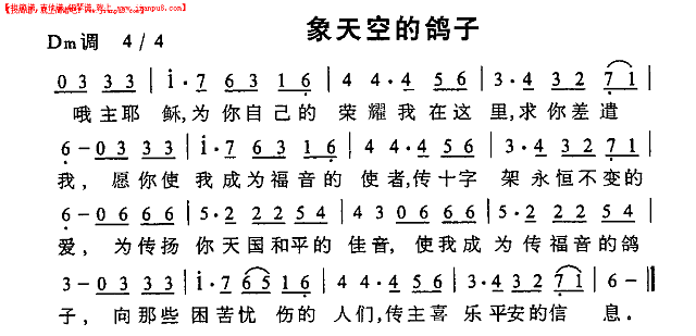 象天空的鸽子简谱