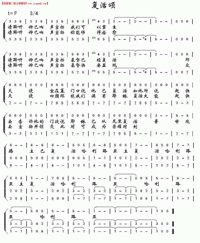 复活颂（合唱）简谱