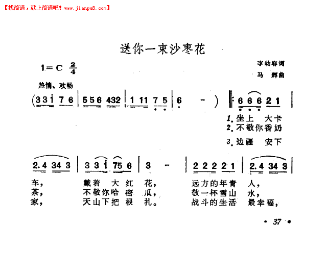 送你一束沙枣花简谱