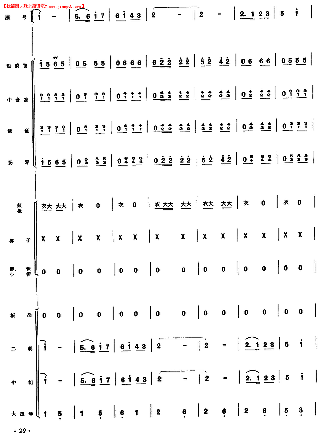 大柳树下育新人（园号独奏曲）（16-20）简谱