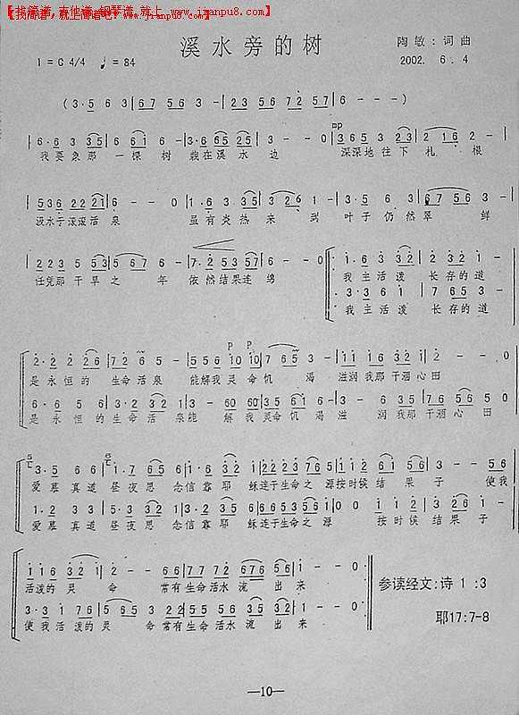 溪水旁的树（合唱）简谱