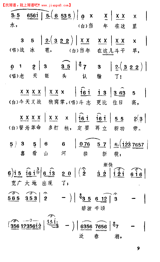 王毓宝 大寨步步高(天津时调)简谱pic8 www.jianpu8.cn