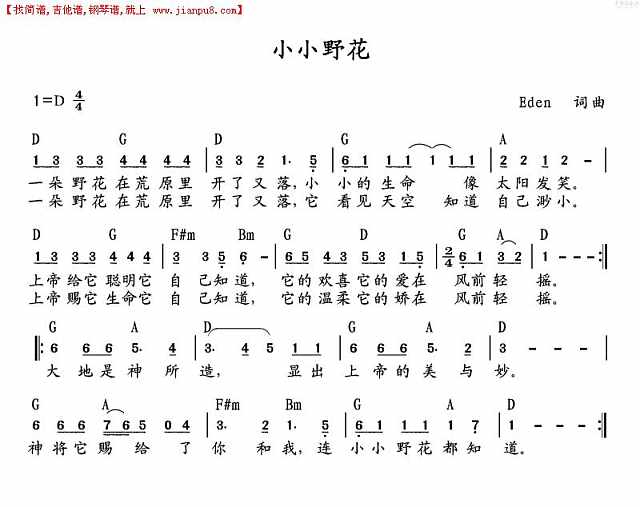 小小野花简谱