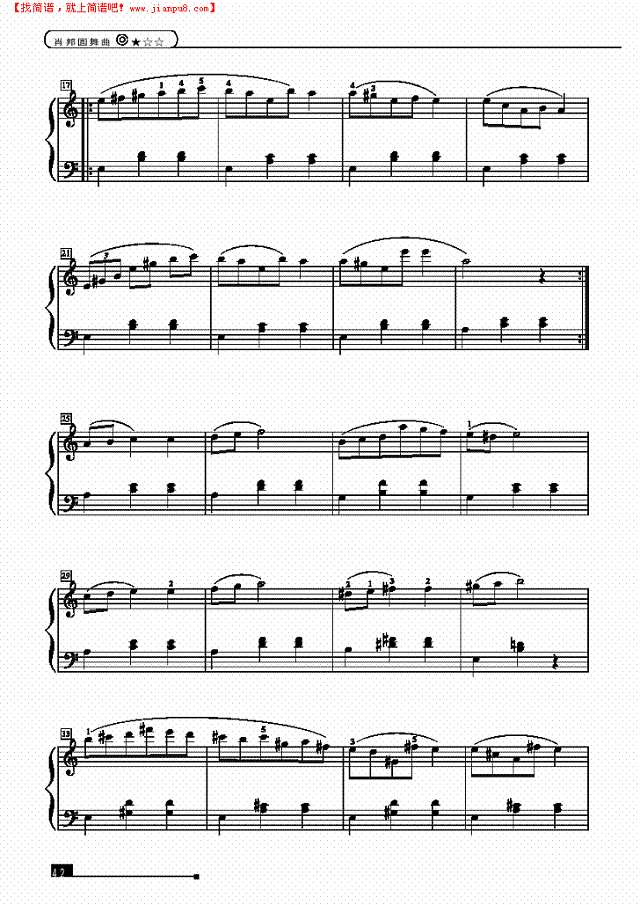 肖邦圆舞曲—简易版钢琴谱