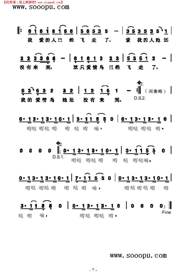 爱情鸟 歌曲类其他曲谱