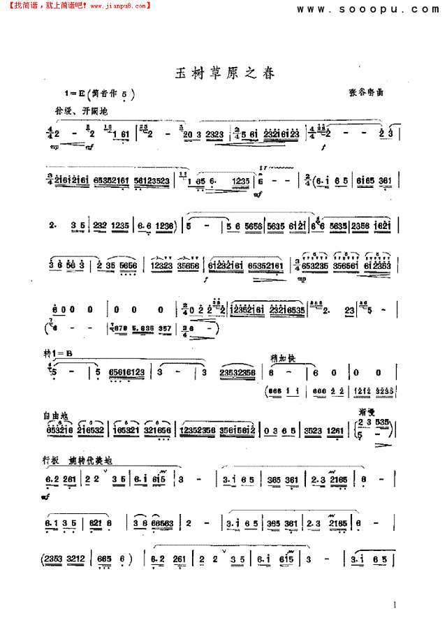 玉树草原之春 民乐类 竹笛其他曲谱