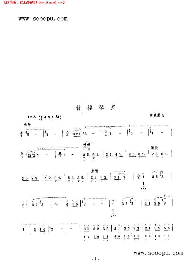 竹楼琴声 民乐类 琵琶其他曲谱