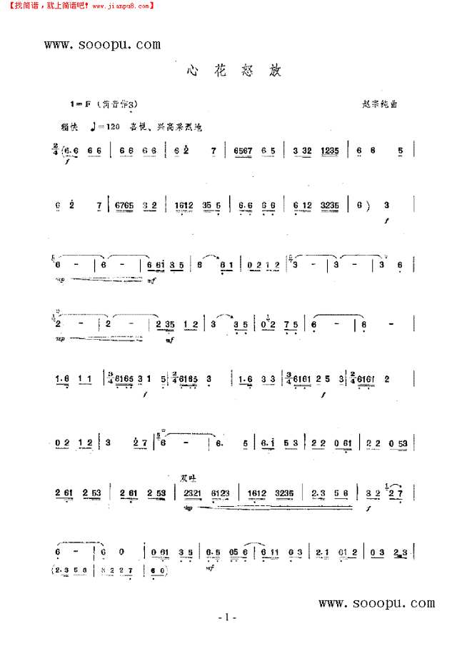 心花怒放 民乐类 唢呐其他曲谱