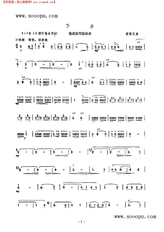 下乡 民乐类 竹笛其他曲谱