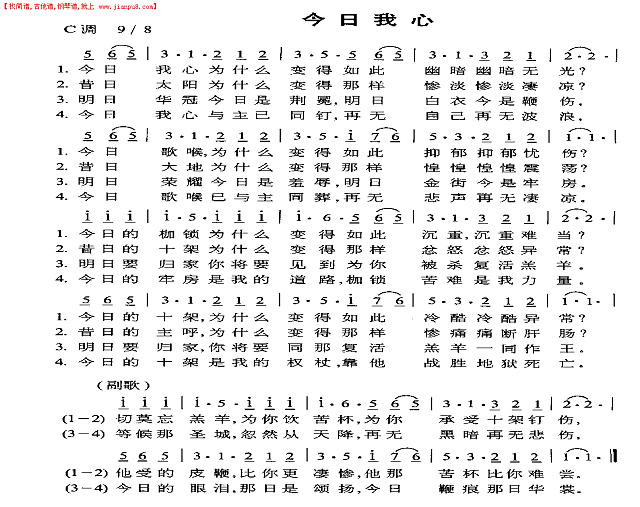 今日我心简谱