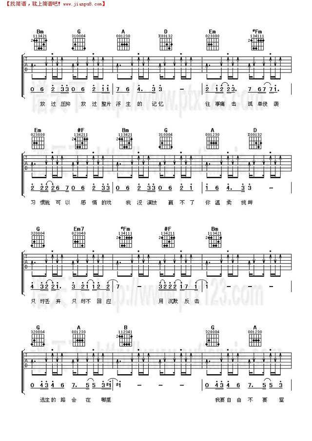 逃生吉他谱