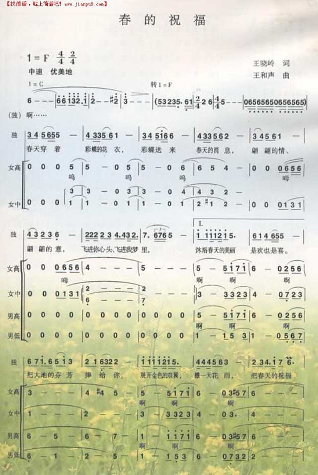春的祝福简谱
