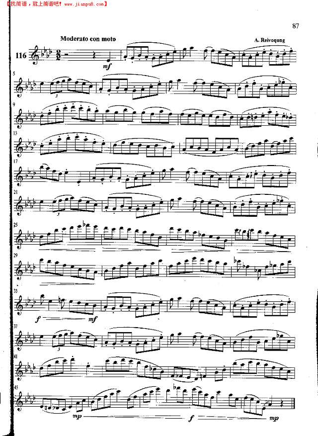 萨克斯管练习曲第100—087页萨克斯谱
