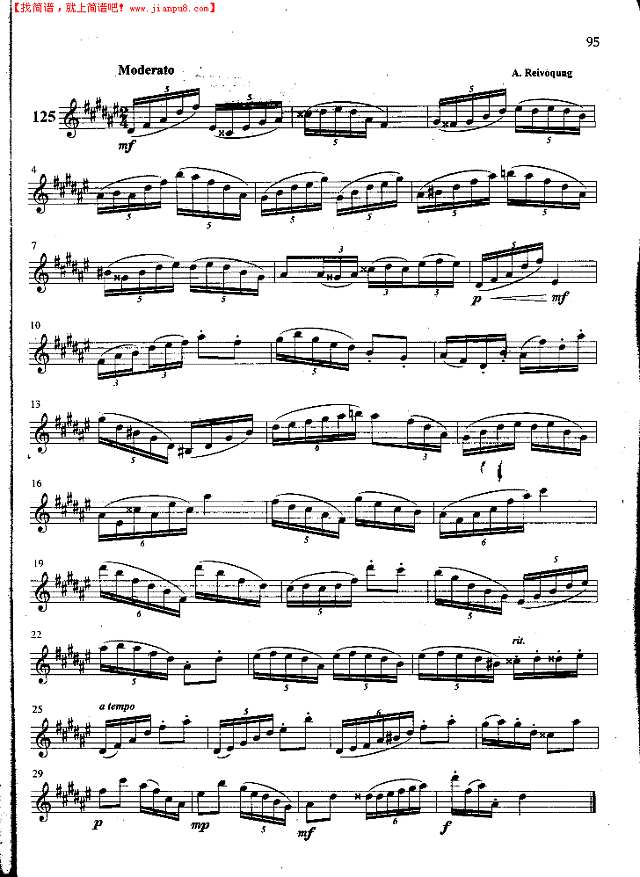 萨克斯管练习曲第100—095页萨克斯谱
