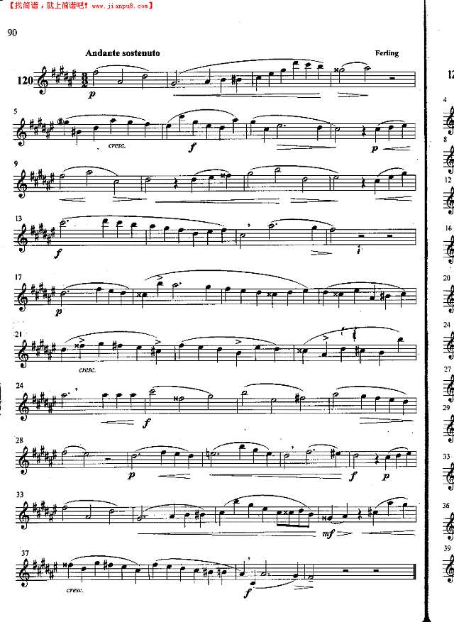 萨克斯管练习曲第100—090页萨克斯谱