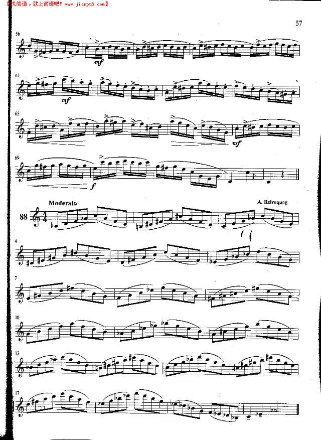 萨克斯管练习曲第100—057页萨克斯谱